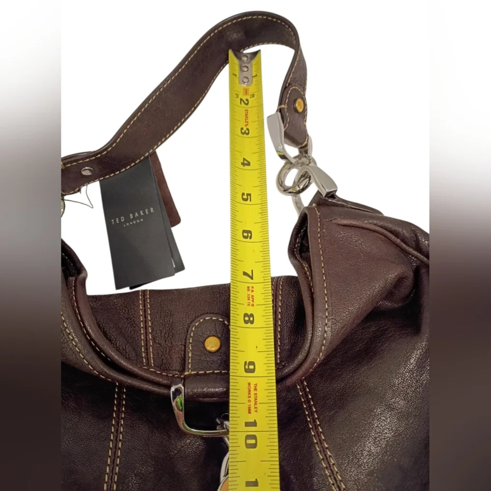 NWT Ted Baker Dog Clip Chocolate Leatjer‎ Shoulder Bag